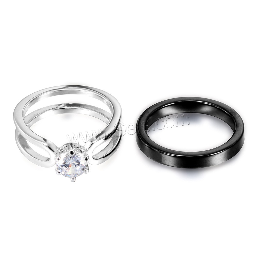 Porcelana anillo, con acero inoxidable, chapado, diverso tamaño para la opción & para mujer & con circonia cúbica, más colores para la opción, 7mm, Vendido por UD