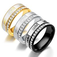 Couple Finger Rings, Stainless Steel, plated, Islamic jewelry & micro pave rhinestone & for couple 8mm 