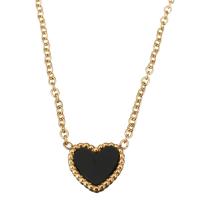 Stainless Steel Jewelry Necklace, with Black Shell, with 2lnch extender chain, Heart, gold color plated, oval chain & for woman 2mm Approx 18 Inch 