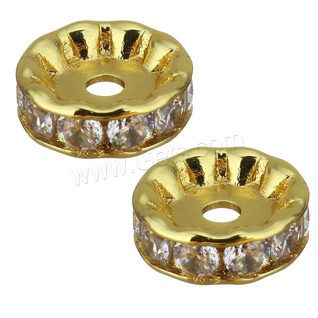 Brass Spacer Beads, Rondelle, plated, different size for choice & micro pave cubic zirconia, more colors for choice, Sold By PC
