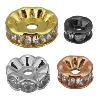 Brass Spacer Beads, Rondelle, plated & micro pave cubic zirconia 