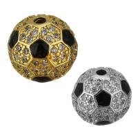 Brass Jewelry Beads, Round, plated & micro pave cubic zirconia & enamel 