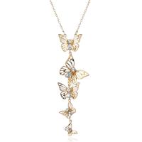 Crystal Zinc Alloy Necklace, with Crystal, Butterfly, plated, oval chain & for woman & with rhinestone Approx 16 Inch 