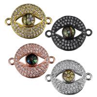 Cubic Zirconia Micro Pave Brass Connector, with Abalone Shell, Evil Eye, plated, mosaic & micro pave cubic zirconia & 1/1 loop Approx 1.5mm 