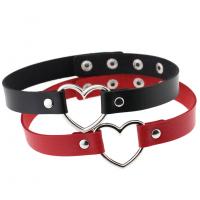 Fashion Choker Necklace, PU Leather, with Zinc Alloy, Heart, for woman, mixed colors, 17mm Approx 17.7 Inch 