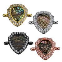 Cubic Zirconia Micro Pave Brass Connector, Shield, plated, mosaic & micro pave cubic zirconia & 1/1 loop Approx 1.5mm 