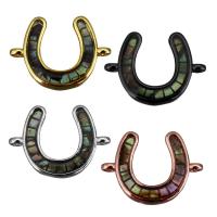 Brass Connector, with Abalone Shell, Horseshoes, plated, mosaic & 1/1 loop Approx 1.5mm 