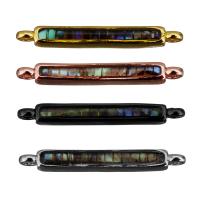 Brass Connector, with Abalone Shell, Rectangle, plated, mosaic & 1/1 loop Approx 1.5mm 