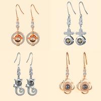 Cubic Zircon Brass Earring, with Glass, plated & micro pave cubic zirconia & for woman 