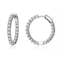 Brass Hoop Earring, platinum plated, micro pave cubic zirconia & for woman 