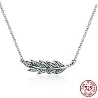 Thailand Sterling Silver Necklace, Leaf, oval chain & micro pave cubic zirconia & for woman Approx 17.7 Inch 