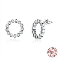 Sterling Silver Stud Earring, Argent sterling 925, Plaqué de platine, pavé de micro zircon & pour femme Vendu par paire