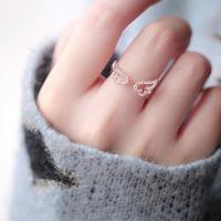 Rhinestone Zinc Alloy Finger Ring, Wing Shape, plated, for woman & with rhinestone 