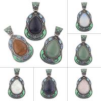 Gemstone Zinc Alloy Pendants, with Gemstone, antique silver color plated & enamel Approx 