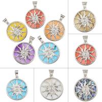 Zinc Alloy Jewelry Pendants, with Abalone Shell Paper & Freshwater Shell & White Shell, Sun, platinum color plated Approx 