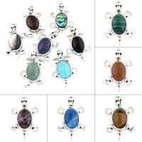 Gemstone Zinc Alloy Pendants, with Gemstone, Turtle, platinum color plated & with rhinestone Approx 