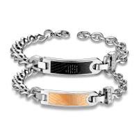 acier inoxydable bracelet, Placage, longueur différente pour le choix & chaîne ovale & pour le couple & avec strass, plus de couleurs à choisir, Vendu par brin