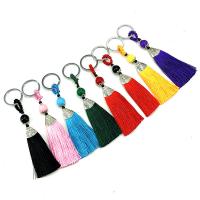Polyester Yarns Hanging Decoration, with Zinc Alloy, antique silver color plated, handmade 