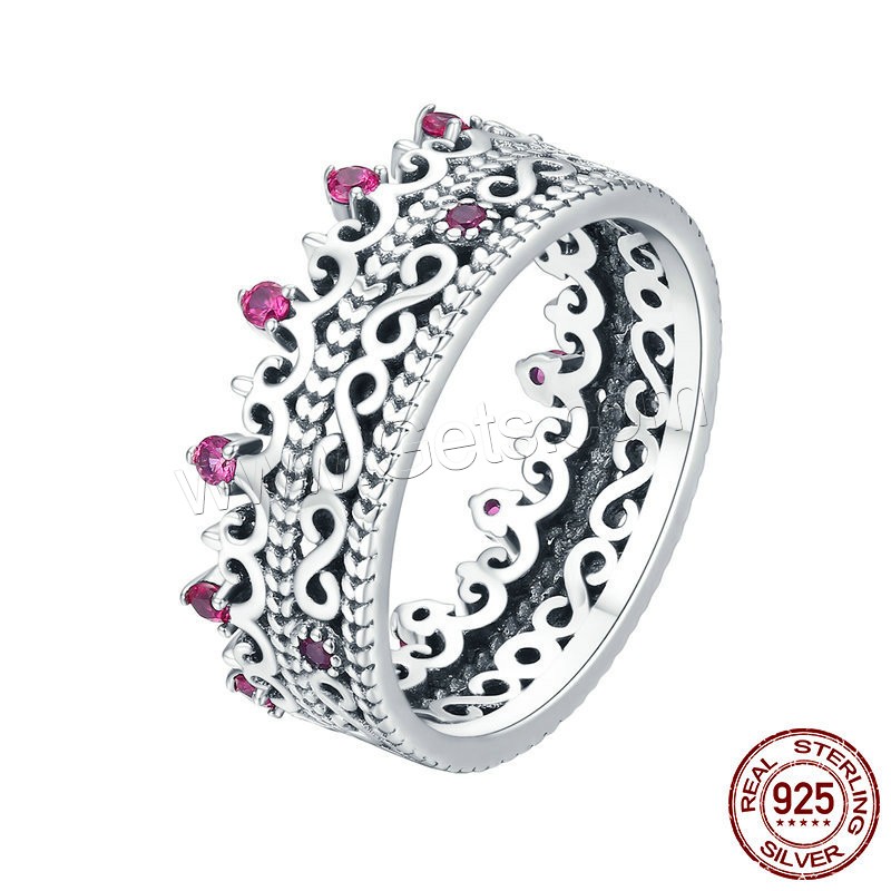 Thailand Sterling Silver Finger Ring, Crown, different size for choice & micro pave cubic zirconia & for woman, 7mm, US Ring Size:6-8, Sold By PC
