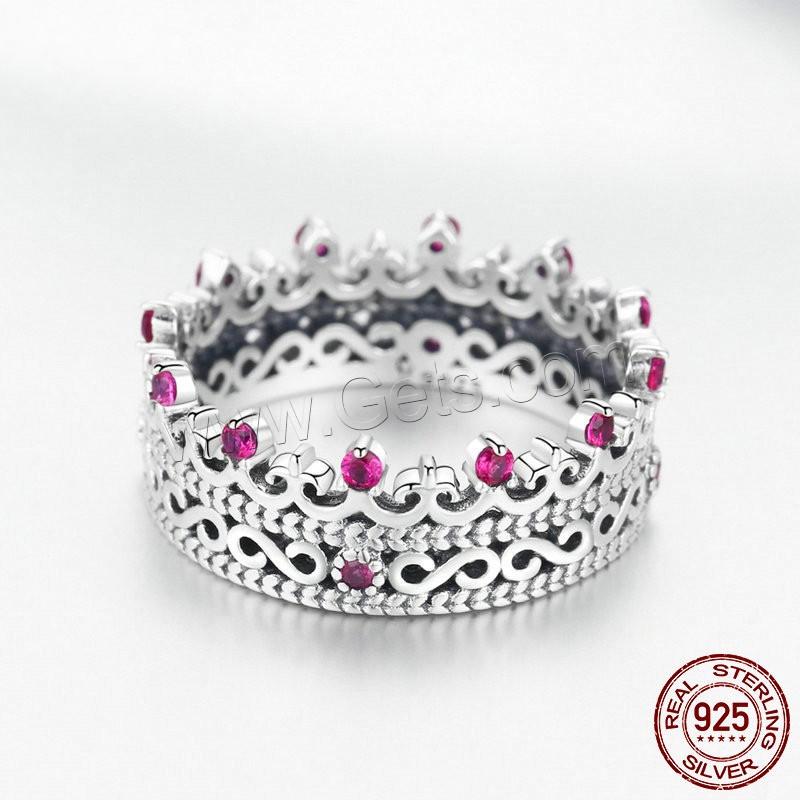 タイの純銀製の指環, タイ銀, 王冠, 異なるサイズの選択 & マイクロパヴェジルコニア & 女性用, 7mm, サイズ:6-8, 売り手 パソコン