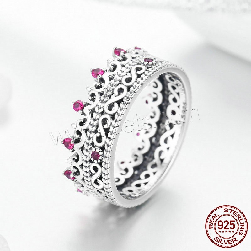Thai Sterling Silber Finger Ring, Thailand, Krone, verschiedene Größen vorhanden & Micro pave Zirkonia & für Frau, 7mm, Größe:6-8, verkauft von PC