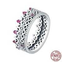 Thailand Sterling Silver Finger Ring, Crown & micro pave cubic zirconia & for woman, 7mm, US Ring 