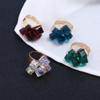 Crystal Zinc Alloy Finger Ring, with Crystal, gold color plated, for woman 15mm, US Ring 