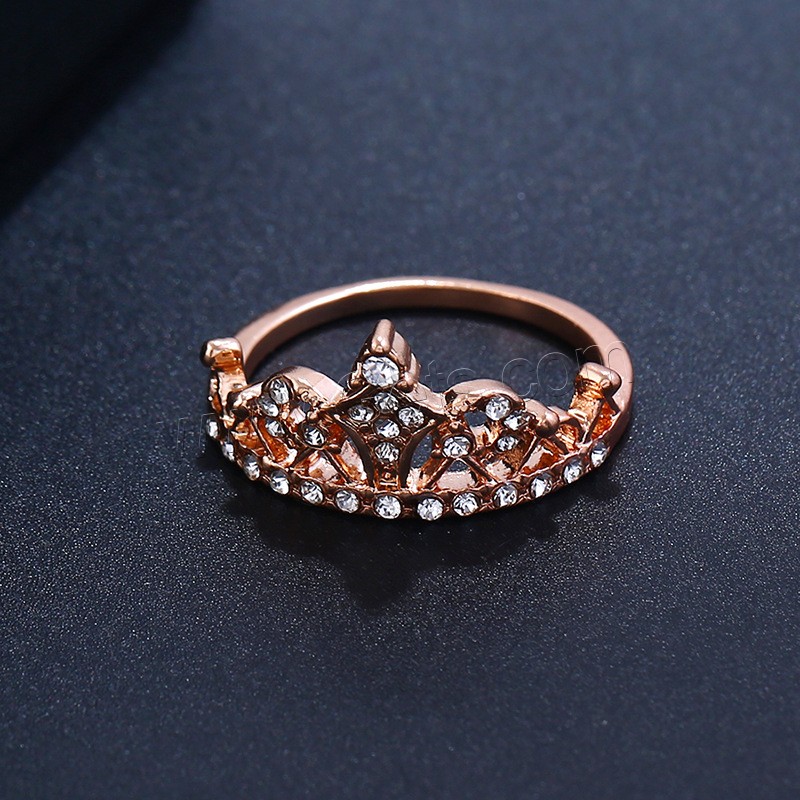Anillo de dedo de aleación de Zinc, Corona, chapado, diverso tamaño para la opción & para mujer & con diamantes de imitación, más colores para la opción, Vendido por UD