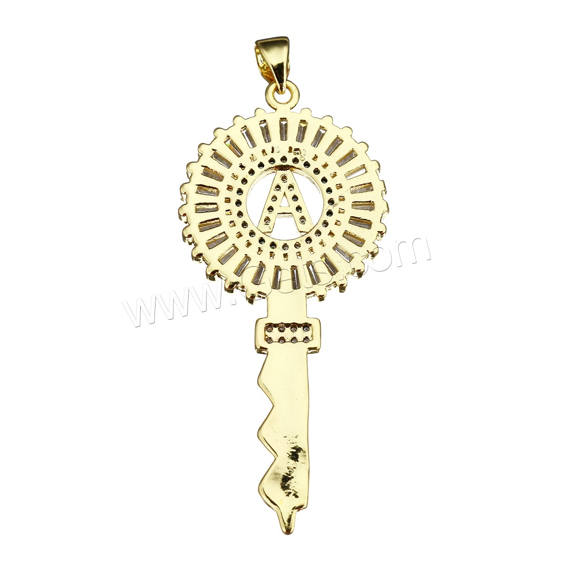Brass Key Pendants, plated, different designs for choice & with letter pattern & micro pave cubic zirconia, more colors for choice, 21x45.5x3.5mm, Hole:Approx 4x4mm, Sold By PC