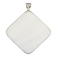 White Shell Pendants, with Brass, Squaredelle, platinum color plated Approx 