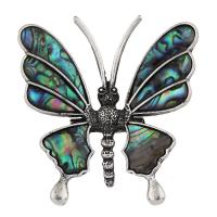 Zinc Alloy Animal Pendants, with Abalone Shell Paper, Butterfly, antique silver color plated, can be used as brooch or pendant Approx 