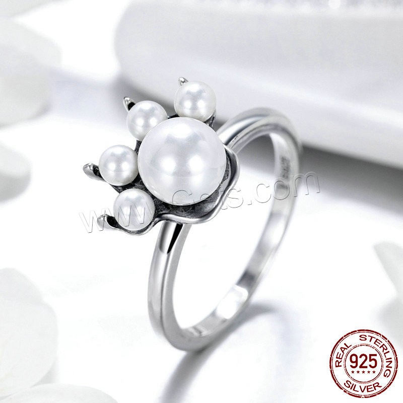 Thailand Sterling Silver Finger Ring, with Shell Pearl, Claw, different size for choice & for woman, 13x11mm, 2mm, US Ring Size:6-8, Sold By PC