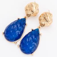 Resin Zinc Alloy Earring, with Resin, Teardrop, gold color plated, for woman 