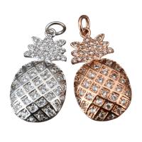 Brass Fruit Pendants, Pineapple, plated, micro pave cubic zirconia Approx 2mm 