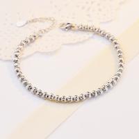 Sterling Silver Bracelets, Brass, with 3cm extender chain, plated, Korean style & Unisex 4mm Approx 6.7 Inch 