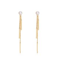 Fashion Fringe Earrings, 925 Sterling Silver, with Freshwater Pearl, Tassel, gold color plated, vintage & for woman, 4.5-5mm-49.26mm 