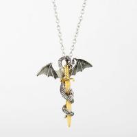 Zinc Alloy Animal Pendants, Dragon, gold color plated, Unisex & luminated 