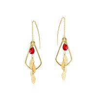 Sterling Silver Drop Earring, 925 Sterling Silver, with Ruby Quartz, gold color plated, detachable & for woman 