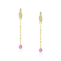 Sterling Silver Thread Through Earrings, 925 Sterling Silver, gold color plated, mirror effect & detachable & for woman 