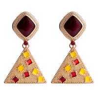 Enamel Zinc Alloy Drop Earring, Geometrical Pattern, gold color plated, for woman, yellow 
