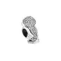 Rhinestone Zinc Alloy European Beads, Bird, silver color plated, without troll & with rhinestone Approx 5mm 