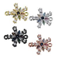 Cubic Zirconia Micro Pave Brass Connector, Snowflake, plated, micro pave cubic zirconia & 1/1 loop Approx 1.5mm 