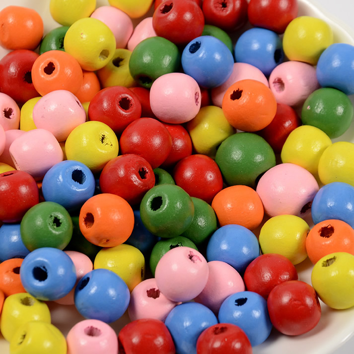 Dyed Wood Beads, Drum, stoving varnish, different size for choice, Random Color, Sold By Bag