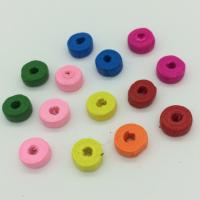 Dyed Wood Beads, Flat Round, stoving varnish, Random Color Approx 2mm 