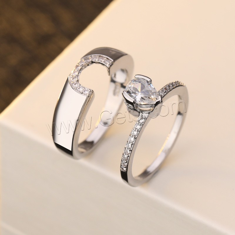 ラインス トーン真鍮指のリング, 亜鉛合金, シルバーメッキ, ユニセックス & 異なるサイズの選択 & ライン石のある, 売り手 ペア
