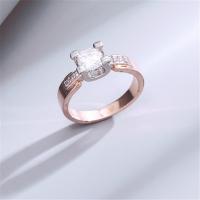 Zirkonia Messing Finger Ring, Rósegold-Farbe plattiert, verschiedene Größen vorhanden & für Frau & mit kubischem Zirkonia, verkauft von PC