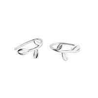 Sterling Silver Stud Earring, 925 Sterling Silver, Leaf, plated, Korean style & for woman 