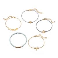 Fashion Zinc Alloy Bracelets, with Glass Seed Beads, with 5cm extender chain, gold color plated, 5 pieces & for woman Approx 7.49 Inch 