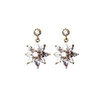 Cubic Zirconia Micro Pave Brass Earring, sterling silver post pin, Flower, plated, micro pave cubic zirconia & for woman 