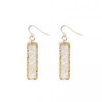Zinc Alloy Drop Earring, with Natural Gravel, gold color plated, transparent & for woman, 53mm 
